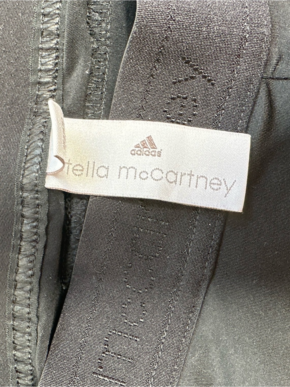 Adidas by Stella McCartney Running Leggings Black Scalloped Seam Zip Pocket